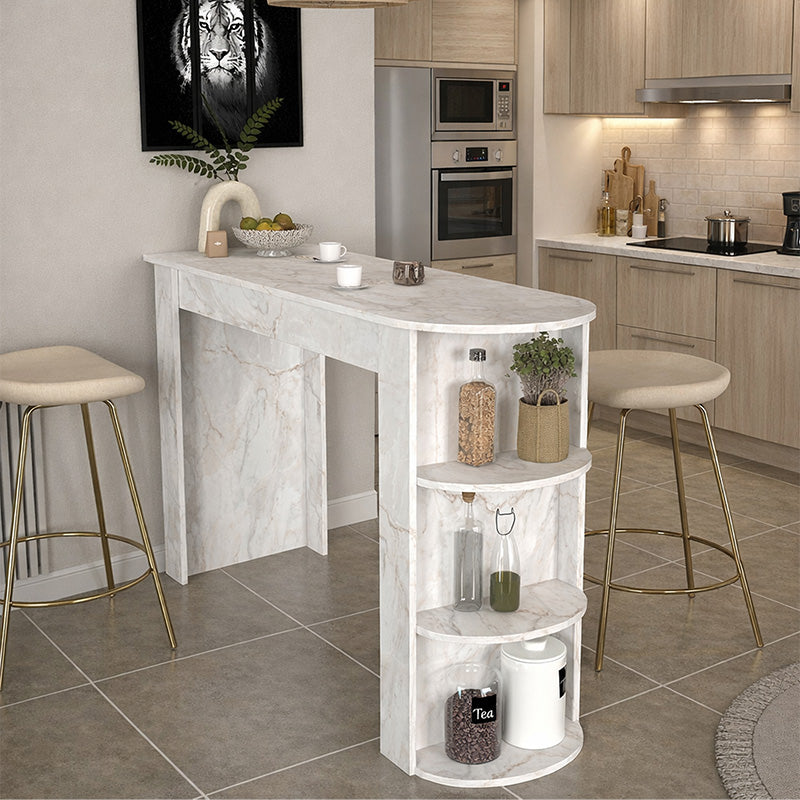 Τραπέζι Μπαρ Vigne Χρώμα Λευκό Εφέ Μαρμάρου 150x51,6x101,8