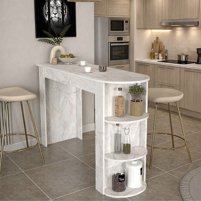 Τραπέζι Μπαρ Vigne Χρώμα Λευκό Εφέ Μαρμάρου 150x51,6x101,8