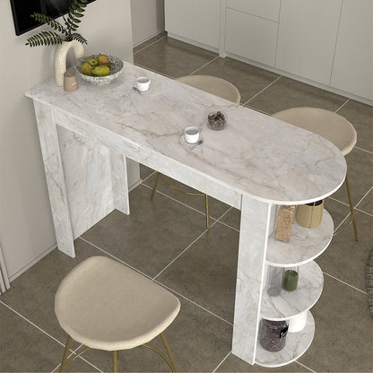 Τραπέζι Μπαρ Vigne Χρώμα Λευκό Εφέ Μαρμάρου 150x51,6x101,8