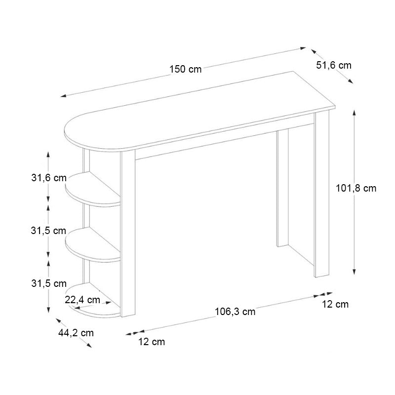 Τραπέζι Μπαρ Vigne Χρώμα Λευκό Εφέ Μαρμάρου 150x51,6x101,8