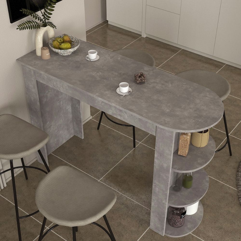 Τραπέζι Μπαρ Vigne Χρώμα Γκρι Σκυροδέματος 150x51,6x101,8