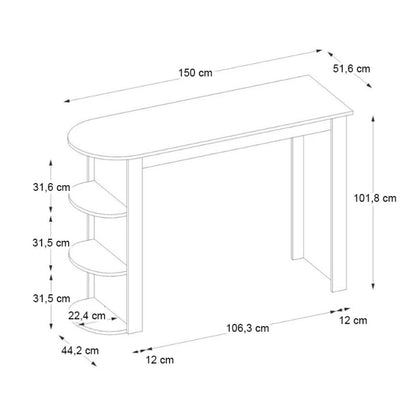 Τραπέζι Μπαρ Vigne Χρώμα Γκρι Σκυροδέματος 150x51,6x101,8
