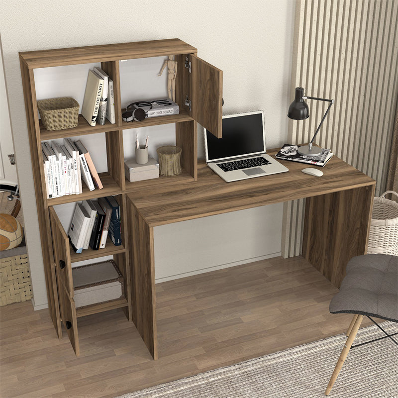 Γραφείο Εργασίας Lesya Αναστρέψιμο Χρώμα Καρυδί 159,2x59,6x141,2