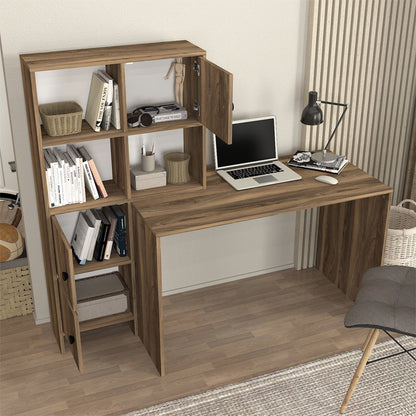 Γραφείο Εργασίας Lesya Αναστρέψιμο Χρώμα Καρυδί 159,2x59,6x141,2