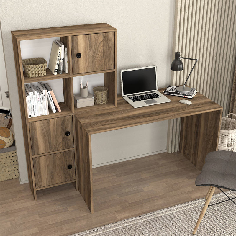 Γραφείο Εργασίας Lesya Αναστρέψιμο Χρώμα Καρυδί 159,2x59,6x141,2