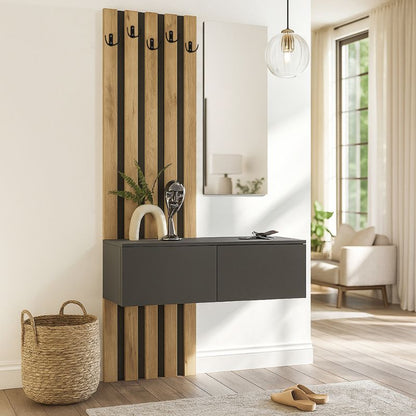 Έπιπλο Εισόδου Kanso Χρώμα Ανθρακί - Sepet Oak 100x35x196,7