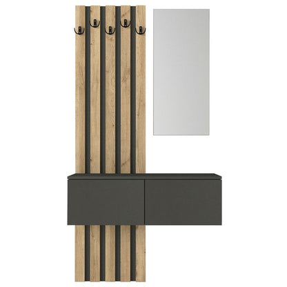 Έπιπλο Εισόδου Kanso Χρώμα Ανθρακί - Sepet Oak 100x35x196,7
