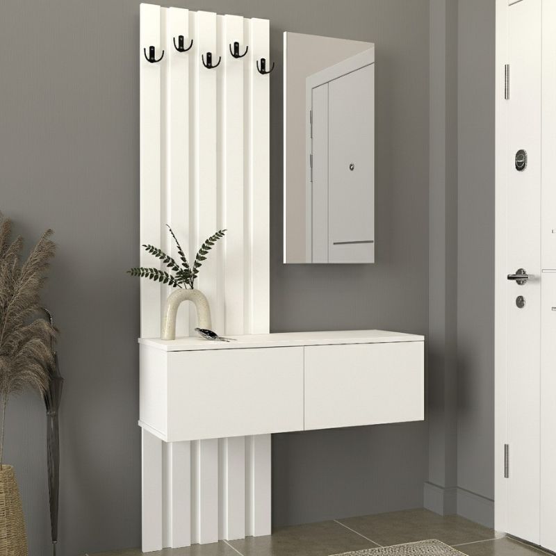 Έπιπλο Εισόδου Kanso Χρώμα Λευκό 100x35x196,7