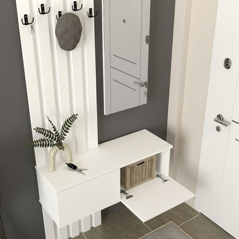 Έπιπλο Εισόδου Kanso Χρώμα Λευκό 100x35x196,7