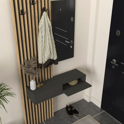 Έπιπλο Εισόδου Elois Χρώμα Ανθρακί - Sepet Oak 96,6x26,8x195,5