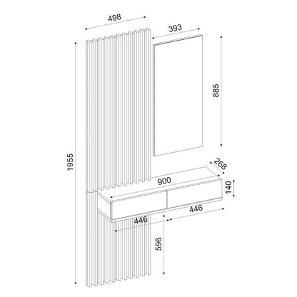 Έπιπλο Εισόδου Elois Χρώμα Ανθρακί - Sepet Oak 96,6x26,8x195,5