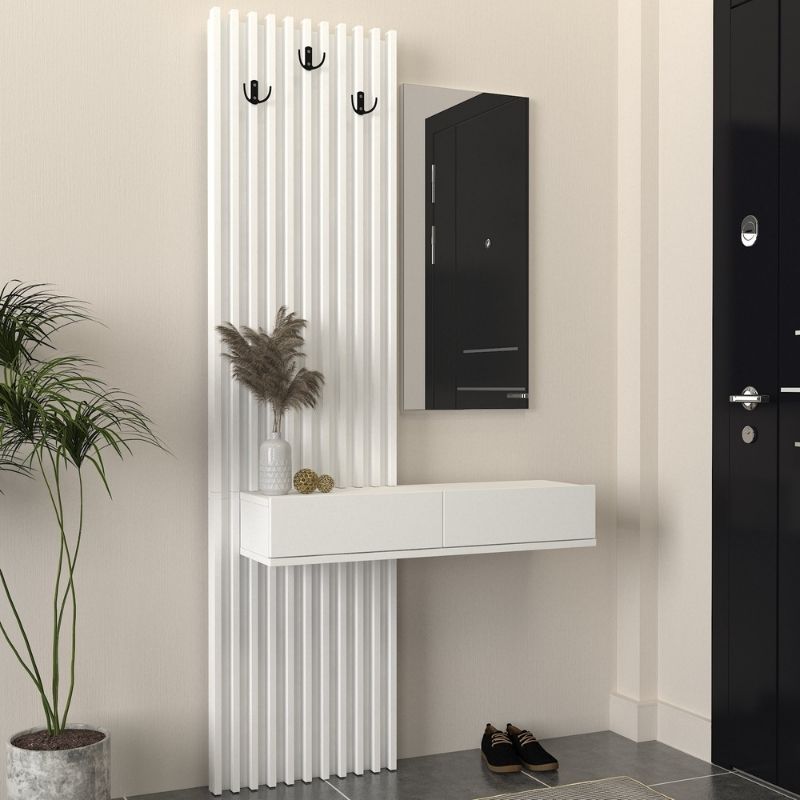 Έπιπλο Εισόδου Elois Χρώμα Λευκό 96,6x26,8x195,5