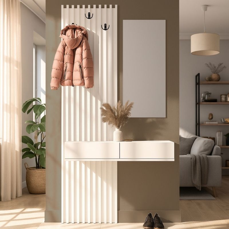 Έπιπλο Εισόδου Elois Χρώμα Λευκό 96,6x26,8x195,5