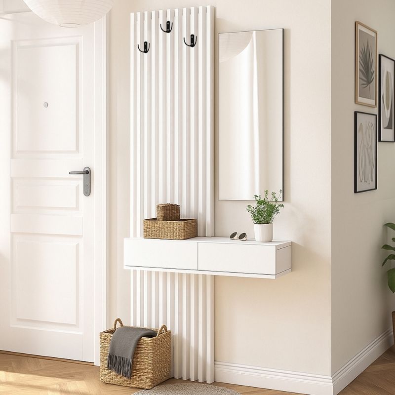 Έπιπλο Εισόδου Elois Χρώμα Λευκό 96,6x26,8x195,5