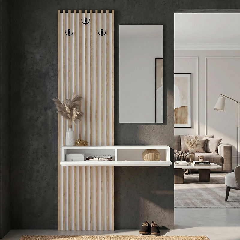 Έπιπλο Εισόδου Elois Χρώμα Λευκό - Sepet Oak 96,6x26,8x195,5