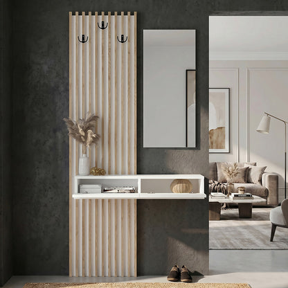 Έπιπλο Εισόδου Elois Χρώμα Λευκό - Sepet Oak 96,6x26,8x195,5