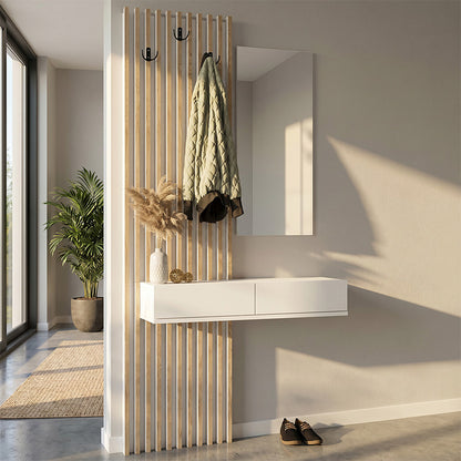 Έπιπλο Εισόδου Elois Χρώμα Λευκό - Sepet Oak 96,6x26,8x195,5