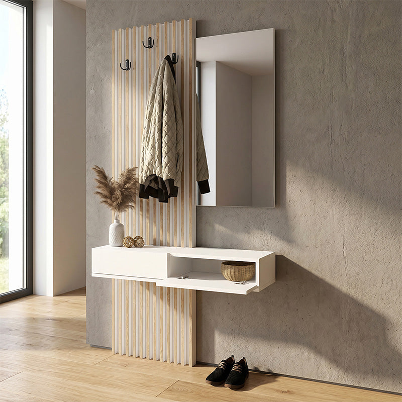 Έπιπλο Εισόδου Elois Χρώμα Λευκό - Sepet Oak 96,6x26,8x195,5