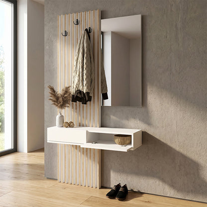 Έπιπλο Εισόδου Elois Χρώμα Λευκό - Sepet Oak 96,6x26,8x195,5