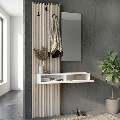 Έπιπλο Εισόδου Elois Χρώμα Λευκό - Sepet Oak 96,6x26,8x195,5