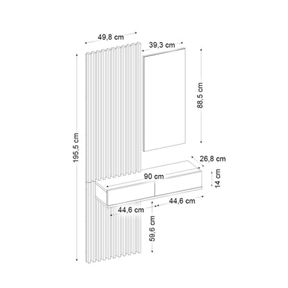 Έπιπλο Εισόδου Elois Χρώμα Λευκό - Sepet Oak 96,6x26,8x195,5