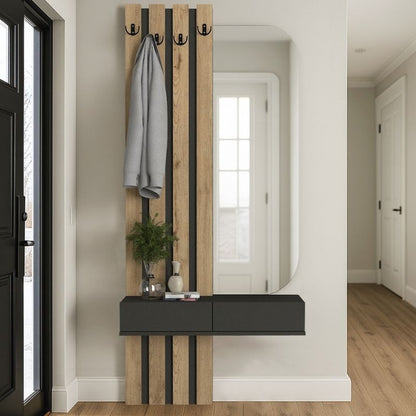 Έπιπλο Εισόδου Reyas Χρώμα Ανθρακί - Sepet Oak 90x27x205,6