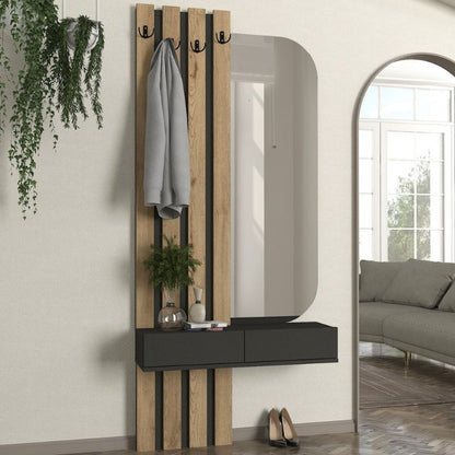 Έπιπλο Εισόδου Reyas Χρώμα Ανθρακί - Sepet Oak 90x27x205,6