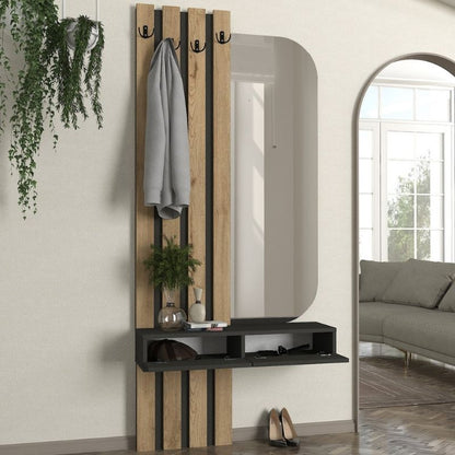 Έπιπλο Εισόδου Reyas Χρώμα Ανθρακί - Sepet Oak 90x27x205,6