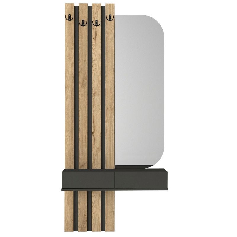 Έπιπλο Εισόδου Reyas Χρώμα Ανθρακί - Sepet Oak 90x27x205,6