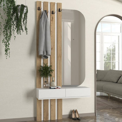 Έπιπλο Εισόδου Reyas Χρώμα Λευκό - Sepet Oak 90x27x205,6