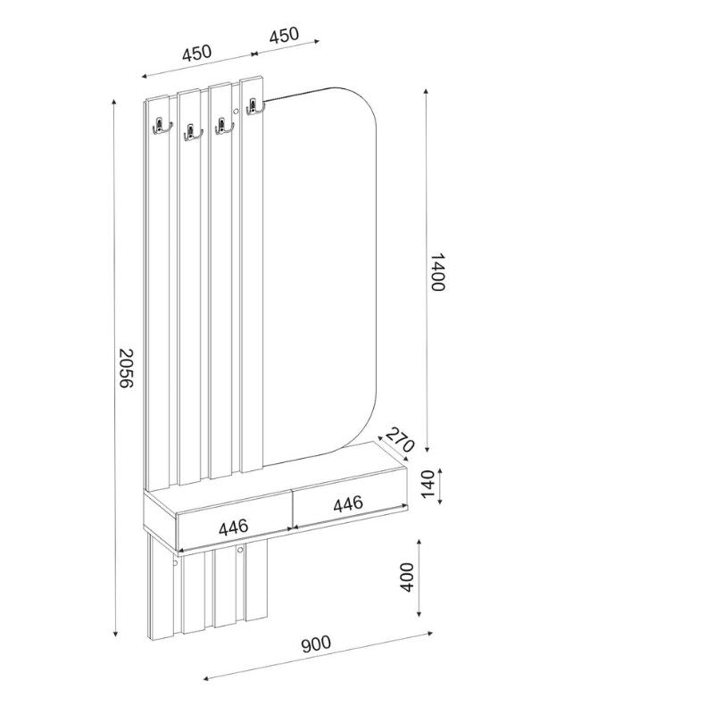 Έπιπλο Εισόδου Reyas Χρώμα Λευκό - Sepet Oak 90x27x205,6