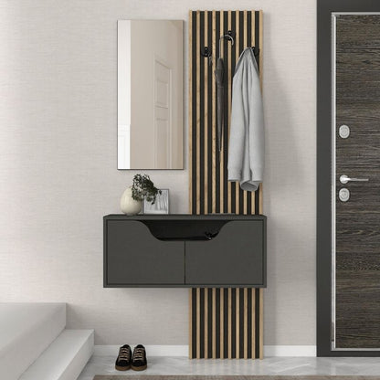 Έπιπλο Εισόδου Naro Χρώμα Ανθρακί - Sepet Oak 90x35x204,2