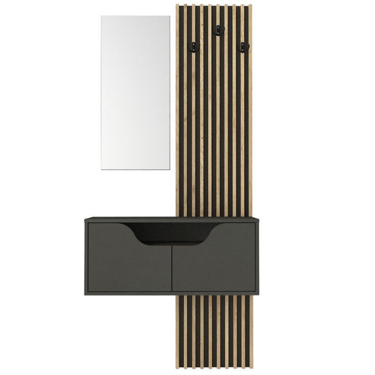 Έπιπλο Εισόδου Naro Χρώμα Ανθρακί - Sepet Oak 90x35x204,2