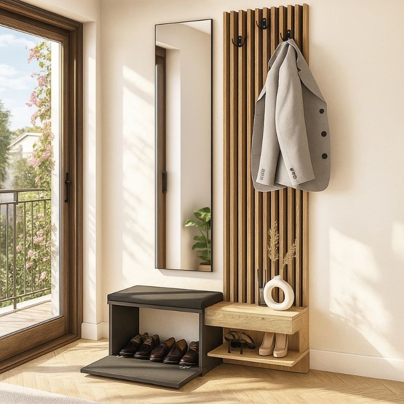 Έπιπλο Εισόδου Dumont Χρώμα Ανθρακί - Sepet Oak 104,8x35x198