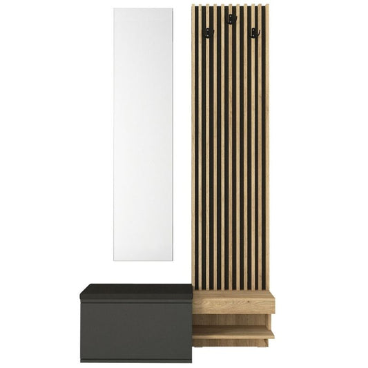 Έπιπλο Εισόδου Dumont Χρώμα Ανθρακί - Sepet Oak 104,8x35x198