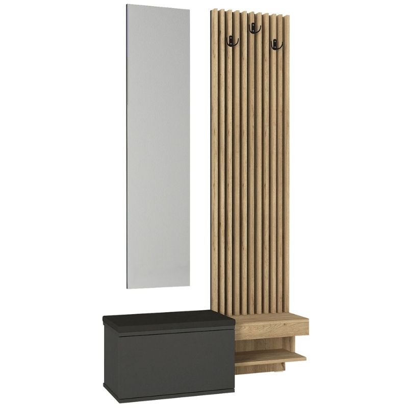 Έπιπλο Εισόδου Dumont Χρώμα Ανθρακί - Sepet Oak 104,8x35x198