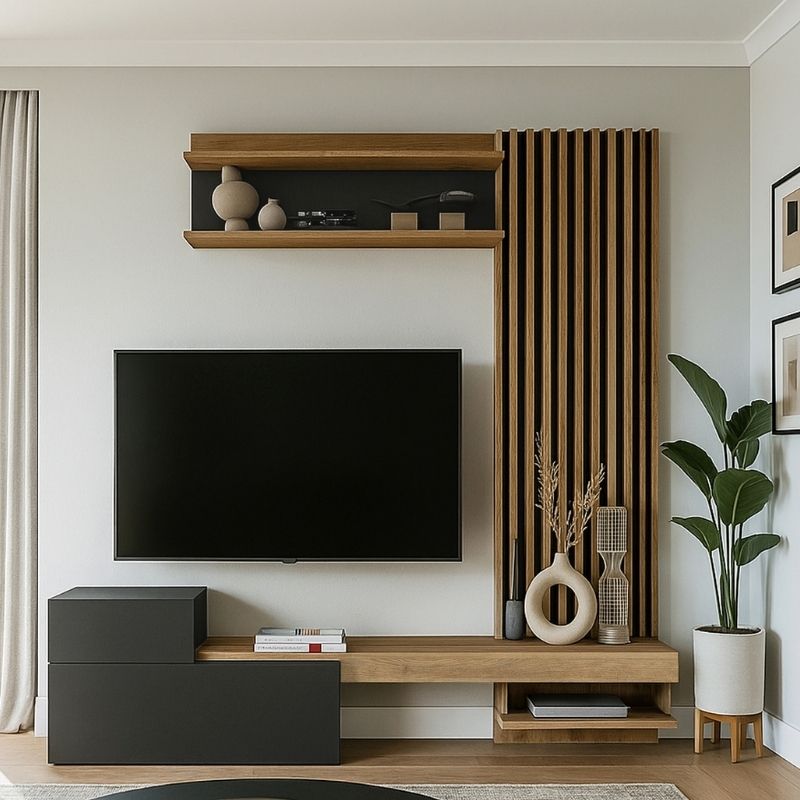 Σύνθεση Τηλεόρασης Dumont Χρώμα Ανθρακί - Sepet Oak 180x36,8x200