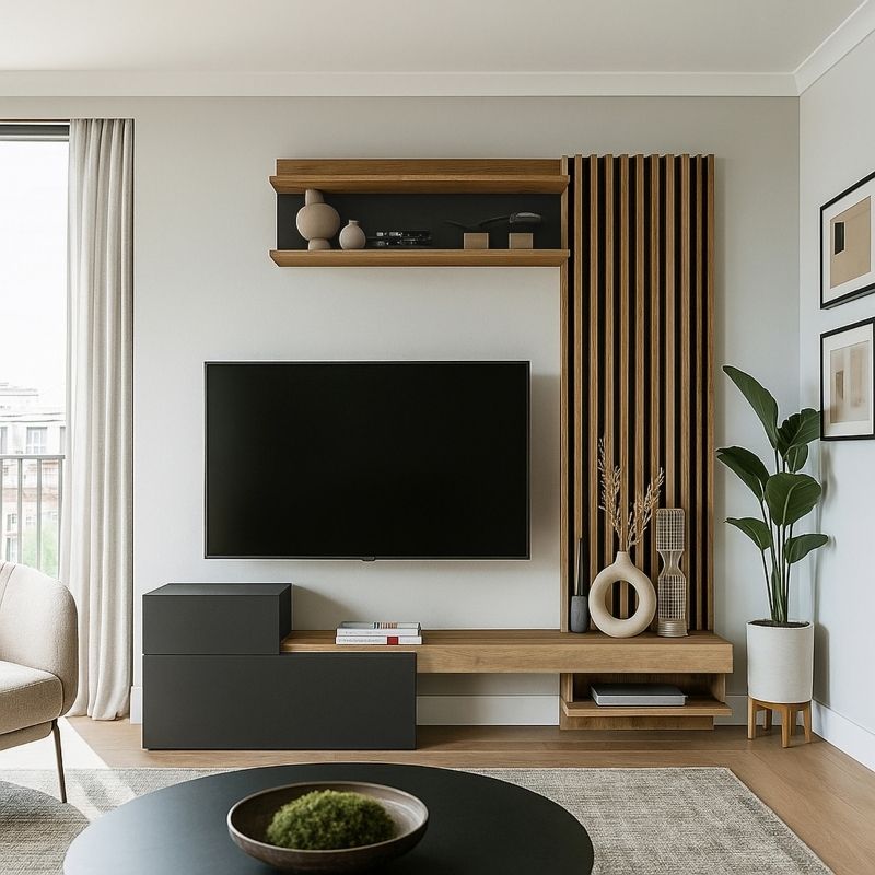 Σύνθεση Τηλεόρασης Dumont Χρώμα Ανθρακί - Sepet Oak 180x36,8x200