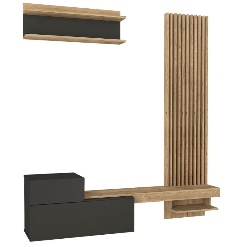 Σύνθεση Τηλεόρασης Dumont Χρώμα Ανθρακί - Sepet Oak 180x36,8x200