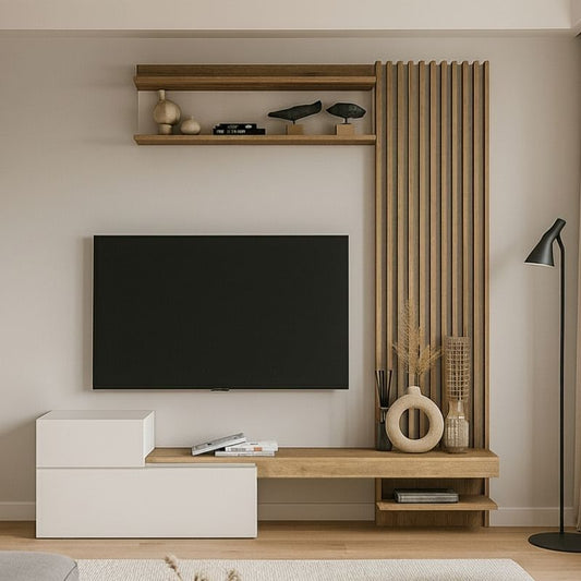 Σύνθεση Τηλεόρασης Dumont Χρώμα Λευκό - Sepet Oak 180x36,8x200