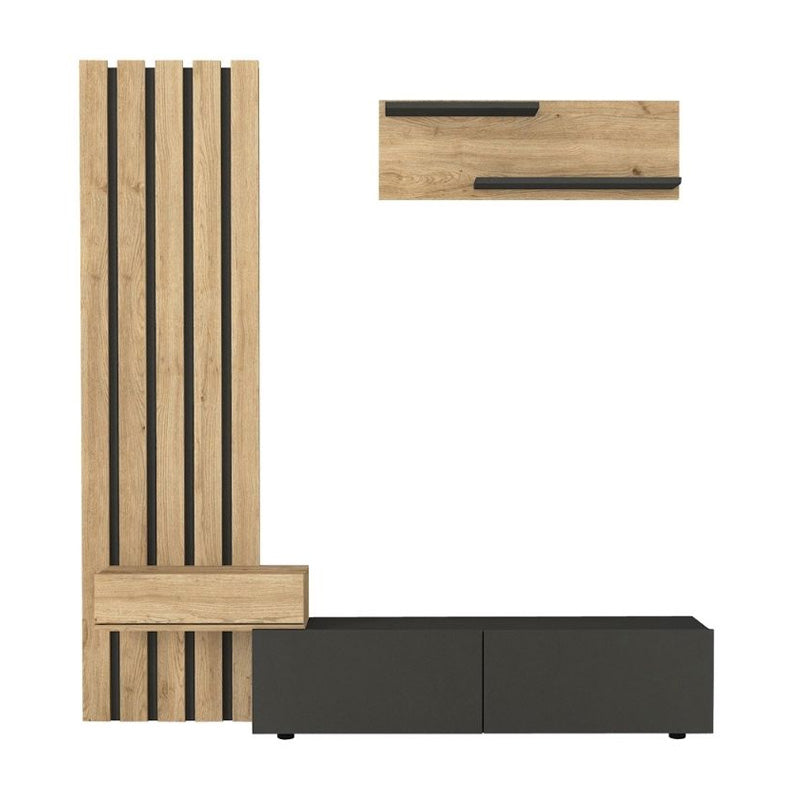 Σύνθεση Τηλεόρασης Rosaline Χρώμα Ανθρακί - Sepet Oak 183x31,3x196,9