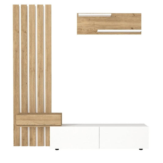 Σύνθεση Τηλεόρασης Rosaline Χρώμα Λευκό - Sepet Oak 183x31,3x196,9
