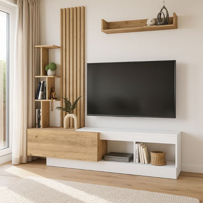 Σύνθεση Τηλεόρασης Vermont Χρώμα Λευκό - Sepet Oak 180x40x193,8
