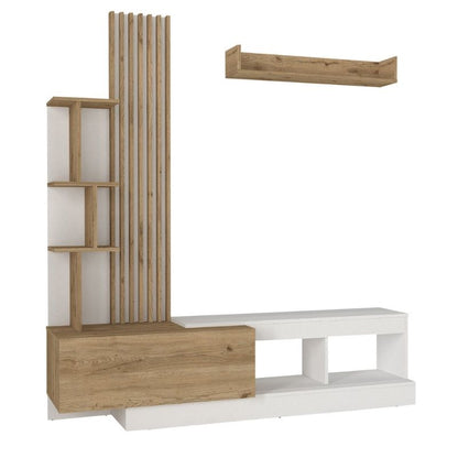 Σύνθεση Τηλεόρασης Vermont Χρώμα Λευκό - Sepet Oak 180x40x193,8