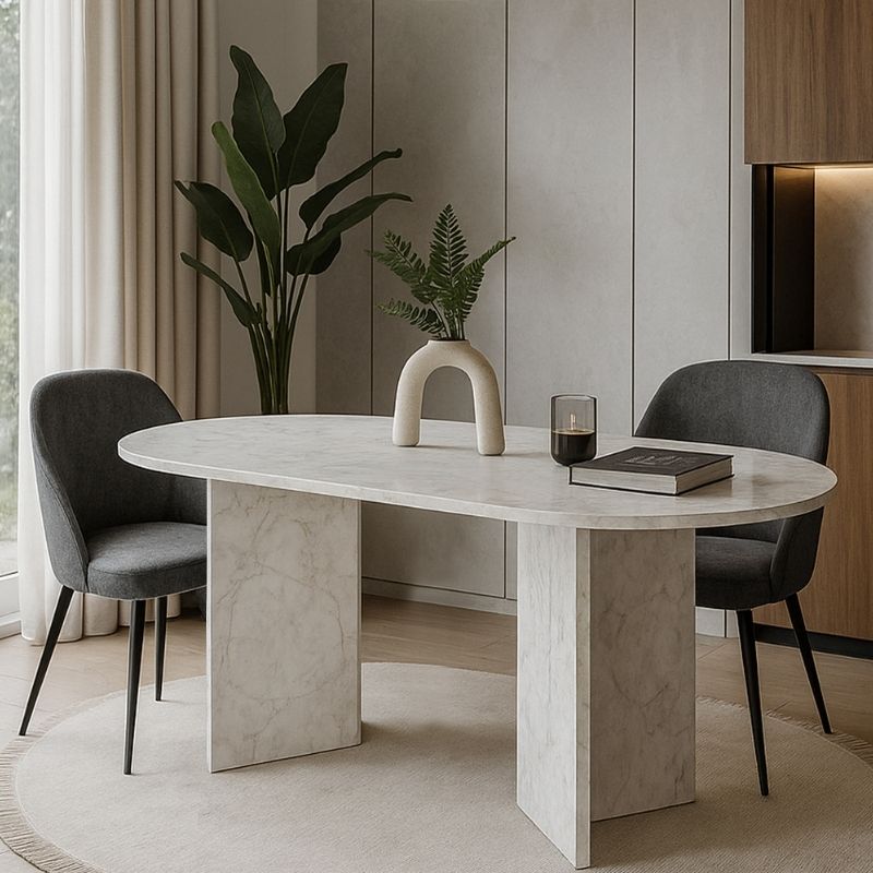 Τραπέζι Cortado Χρώμα Λευκό Εφέ Μαρμάρου 138x80x75