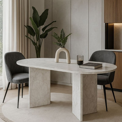 Τραπέζι Cortado Χρώμα Λευκό Εφέ Μαρμάρου 138x80x75