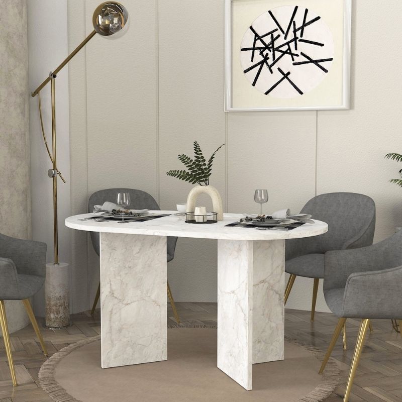 Τραπέζι Cortado Χρώμα Λευκό Εφέ Μαρμάρου 138x80x75