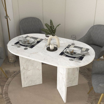 Τραπέζι Cortado Χρώμα Λευκό Εφέ Μαρμάρου 138x80x75