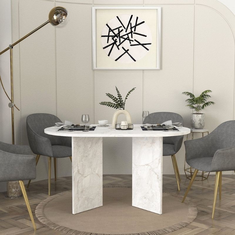 Τραπέζι Cortado Χρώμα Λευκό Εφέ Μαρμάρου 138x80x75