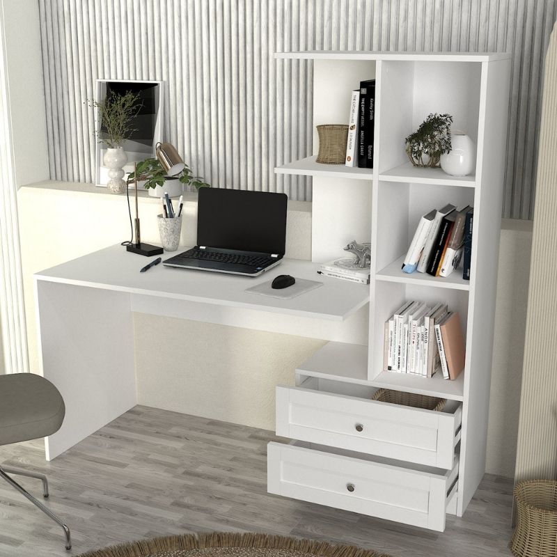 Γραφείο Εργασίας Mantra Χρώμα Λευκό 150x60x152